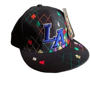 Vintage LA Black Multicolour Adult Fitted Ball Cap Size Large